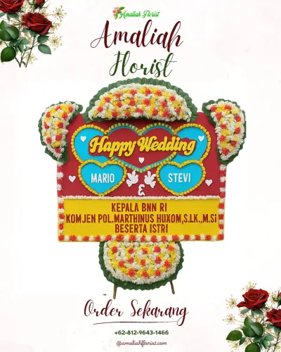 Karangan Papan Bunga Pernikahan di Kalialang